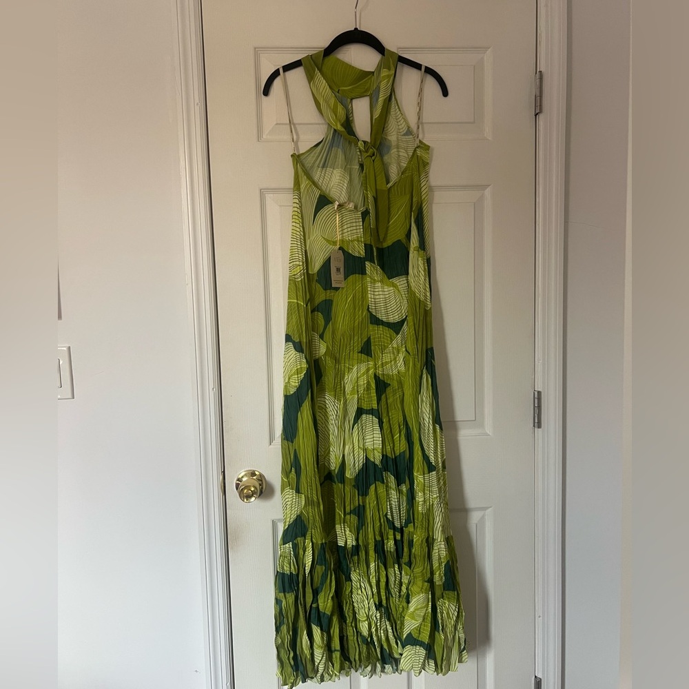 NWT Vicky Tcherassi Azul Green Leaf Print Dress - Picture 3 of 7